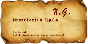Noszticzius Gyula névjegykártya